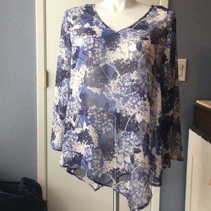 Shear blue and purple long sleeve tunic